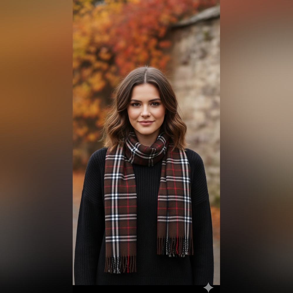 New Authentic Burberry London Beetroot Tartan Check Print Schawl /Scarf